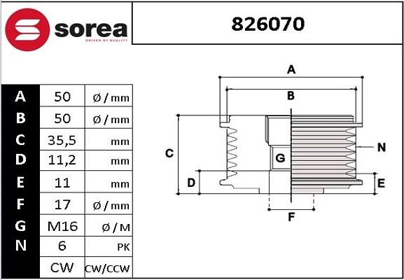 EAI 826070 - Шкив генератора, муфта autodnr.net