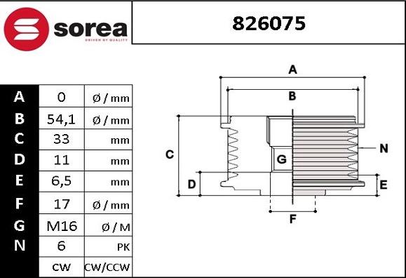 EAI 826075 - Шкив генератора, муфта autodnr.net