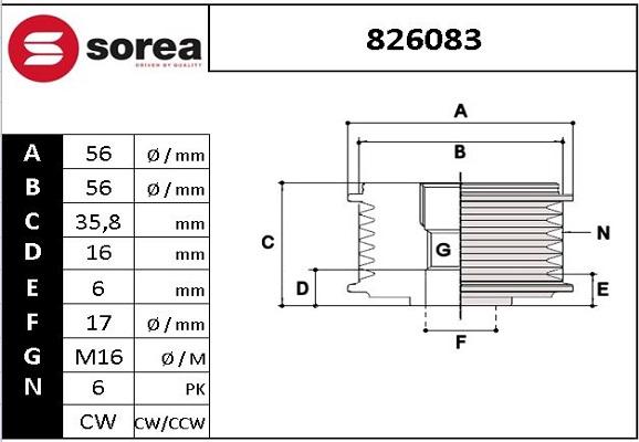 EAI 826083 - Шкив генератора, муфта avtokuzovplus.com.ua