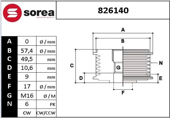 EAI 826140 - Шкив генератора, муфта avtokuzovplus.com.ua