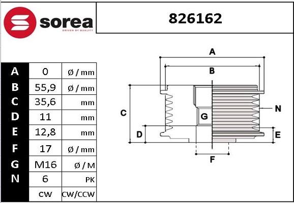 EAI 826162 - Шкив генератора, муфта avtokuzovplus.com.ua