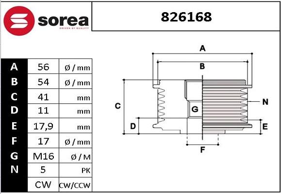 EAI 826168 - Шкив генератора, муфта avtokuzovplus.com.ua