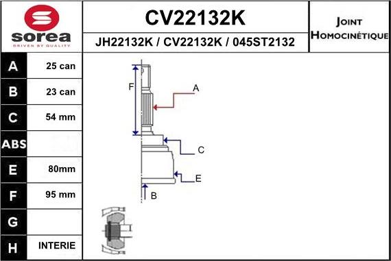 EAI CV22132K - Шарнирный комплект, ШРУС, приводной вал autodnr.net