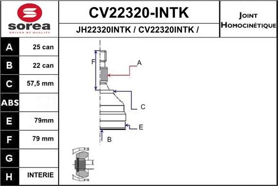 EAI CV22320-INTK - Шарнірний комплект, ШРУС, приводний вал autocars.com.ua