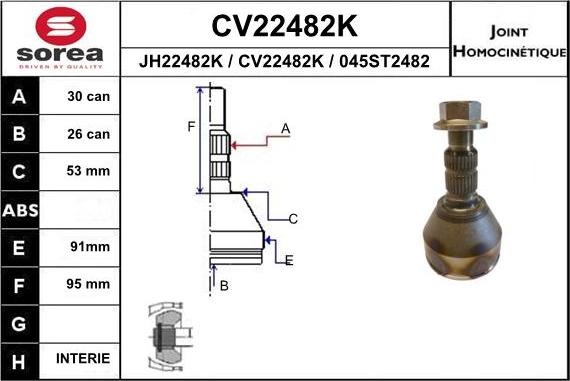EAI CV22482K - Шарнирный комплект, ШРУС, приводной вал autodnr.net