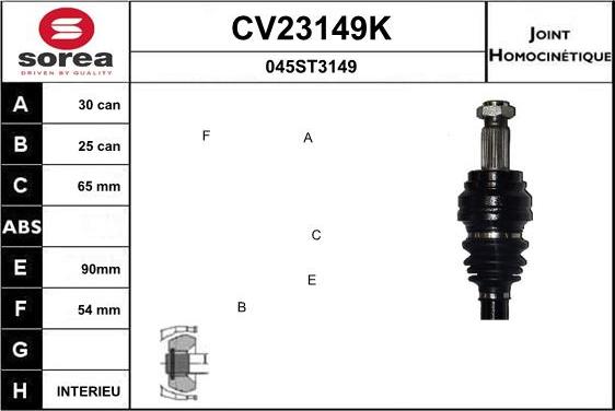 EAI CV23149K - Шарнірний комплект, ШРУС, приводний вал autocars.com.ua