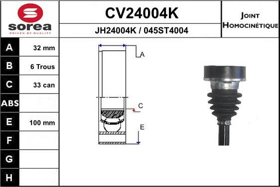 EAI CV24004K - Шарнирный комплект, ШРУС, приводной вал autodnr.net