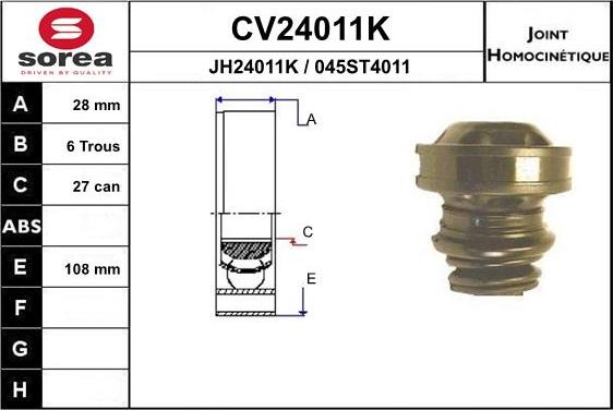 EAI CV24011K - Шарнирный комплект, ШРУС, приводной вал avtokuzovplus.com.ua