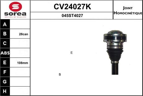 EAI CV24027K - Шарнірний комплект, ШРУС, приводний вал autocars.com.ua