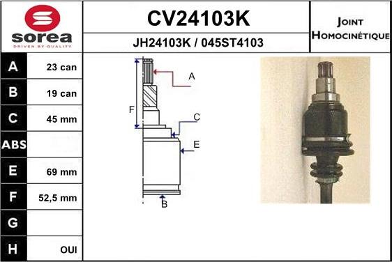 EAI CV24103K - Шарнірний комплект, ШРУС, приводний вал autocars.com.ua