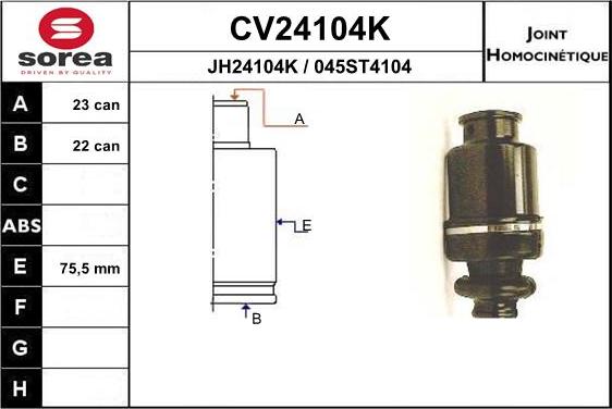 EAI CV24104K - Шарнірний комплект, ШРУС, приводний вал autocars.com.ua