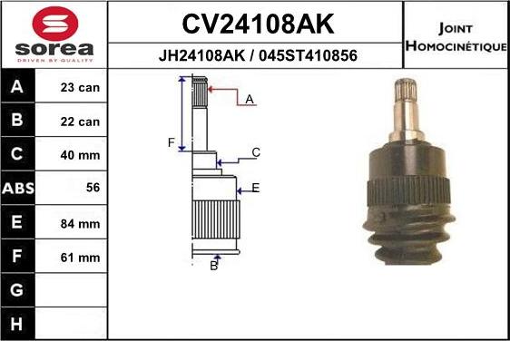 EAI CV24108AK - Шарнирный комплект, ШРУС, приводной вал avtokuzovplus.com.ua