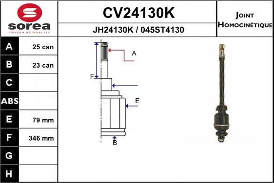 EAI CV24130K - Шарнірний комплект, ШРУС, приводний вал autocars.com.ua