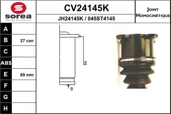 EAI CV24145K - Шарнірний комплект, ШРУС, приводний вал autocars.com.ua