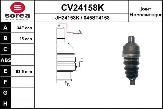 EAI CV24158K - Шарнирный комплект, ШРУС, приводной вал avtokuzovplus.com.ua