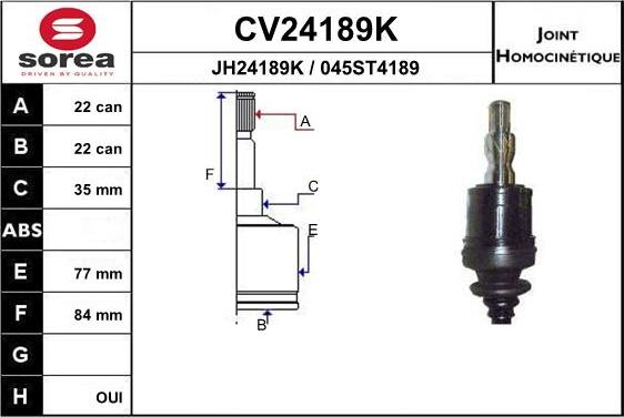 EAI CV24189K - Шарнирный комплект, ШРУС, приводной вал avtokuzovplus.com.ua