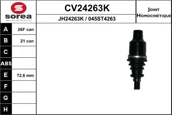 EAI CV24263K - Шарнірний комплект, ШРУС, приводний вал autocars.com.ua