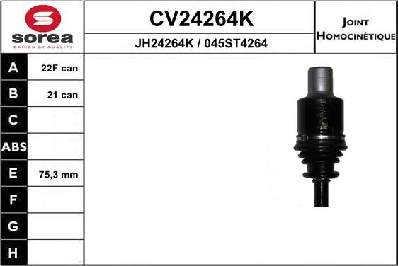 EAI CV24264K - Шарнірний комплект, ШРУС, приводний вал autocars.com.ua