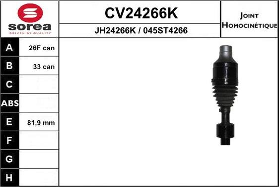 EAI CV24266K - Шарнірний комплект, ШРУС, приводний вал autocars.com.ua