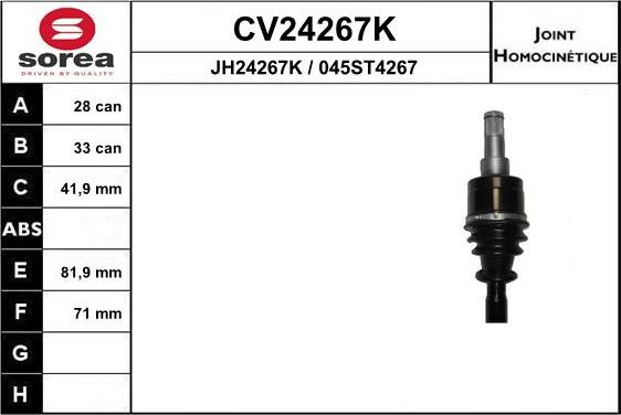 EAI CV24267K - Шарнірний комплект, ШРУС, приводний вал autocars.com.ua