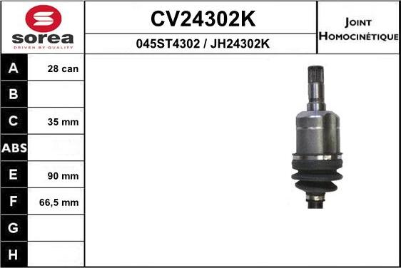 EAI CV24302K - Шарнірний комплект, ШРУС, приводний вал autocars.com.ua