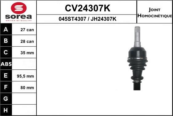 EAI CV24307K - Шарнірний комплект, ШРУС, приводний вал autocars.com.ua