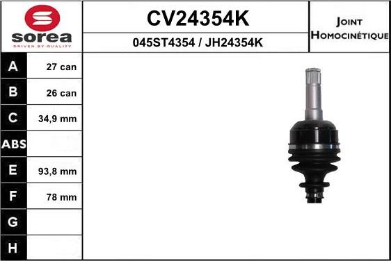 EAI CV24354K - Шарнирный комплект, ШРУС, приводной вал autodnr.net