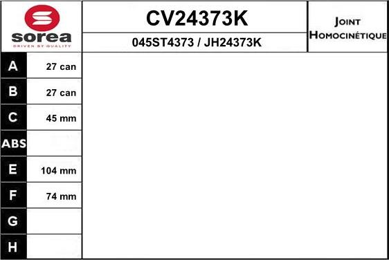 EAI CV24373K - Шарнірний комплект, ШРУС, приводний вал autocars.com.ua