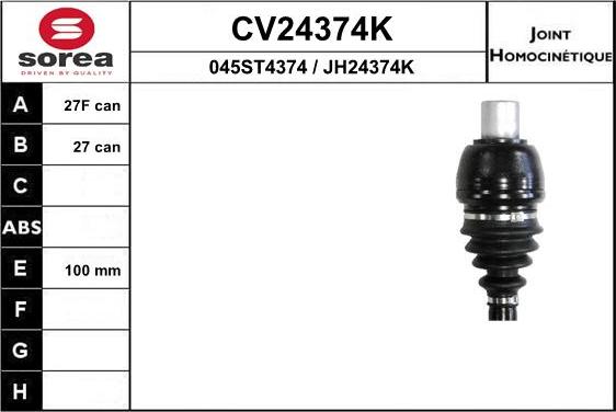 EAI CV24374K - Шарнірний комплект, ШРУС, приводний вал autocars.com.ua