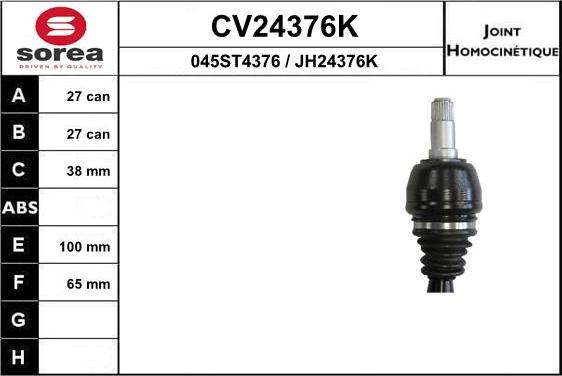 EAI CV24376K - Шарнирный комплект, ШРУС, приводной вал avtokuzovplus.com.ua