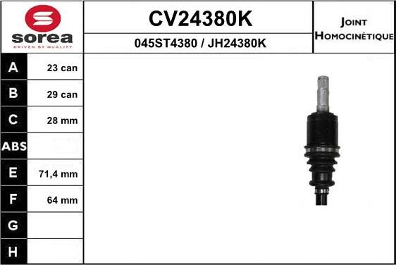 EAI CV24380K - Шарнирный комплект, ШРУС, приводной вал autodnr.net
