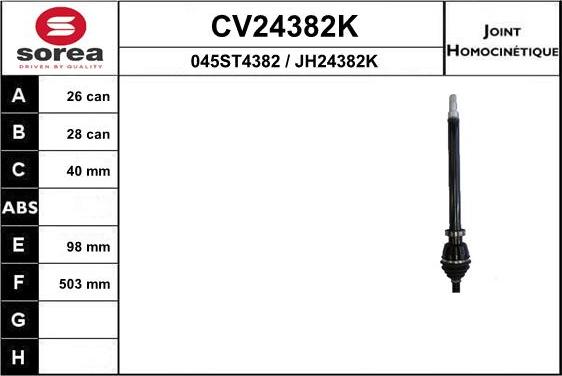 EAI CV24382K - Шарнирный комплект, ШРУС, приводной вал autodnr.net