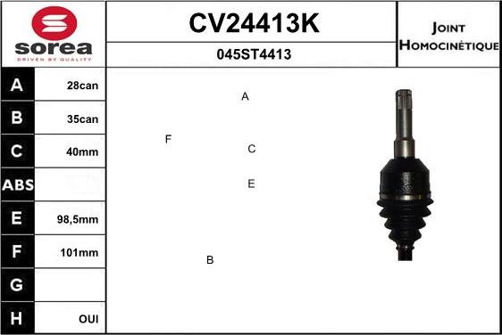 EAI CV24413K - Шарнірний комплект, ШРУС, приводний вал autocars.com.ua