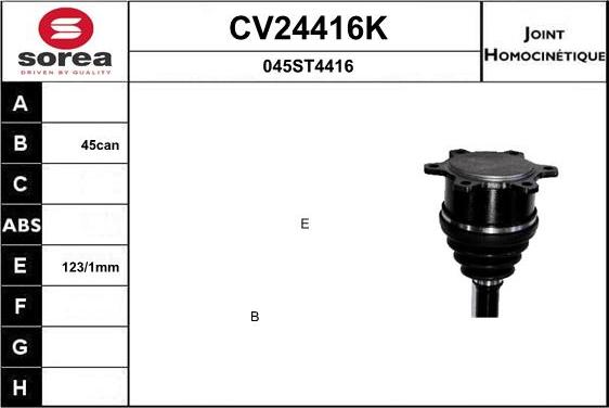 EAI CV24416K - Шарнірний комплект, ШРУС, приводний вал autocars.com.ua