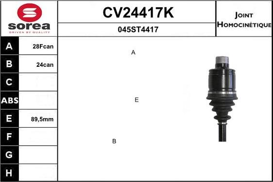 EAI CV24417K - Шарнірний комплект, ШРУС, приводний вал autocars.com.ua