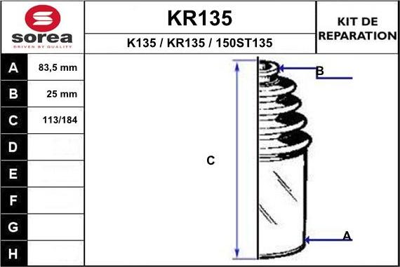 EAI KR135 - Пильник, приводний вал autocars.com.ua
