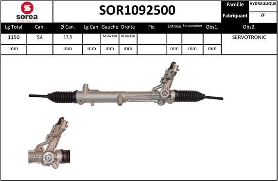 EAI SOR1092500 - Рульовий механізм, рейка autocars.com.ua