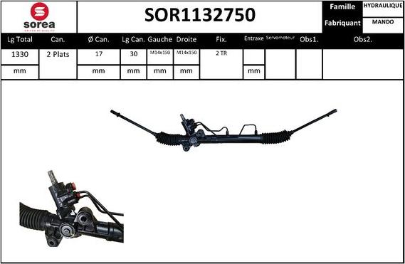 EAI SOR1132750 - Рульовий механізм, рейка autocars.com.ua