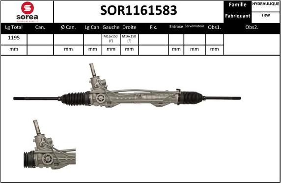 EAI SOR1161583 - Рульовий механізм, рейка autocars.com.ua