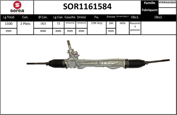 EAI SOR1161584 - Рульовий механізм, рейка autocars.com.ua