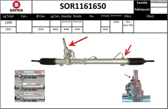 EAI SOR1161650 - Рульовий механізм, рейка autocars.com.ua