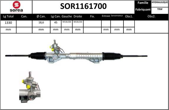 EAI SOR1161700 - Рульовий механізм, рейка autocars.com.ua