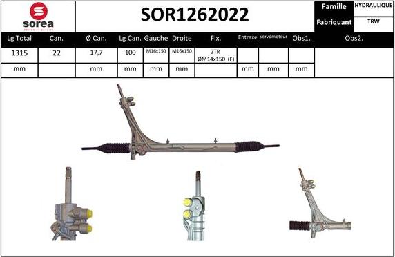 EAI SOR1262022 - Рульовий механізм, рейка autocars.com.ua