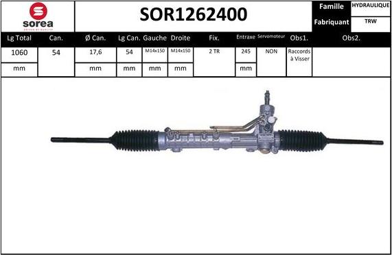 EAI SOR1262400 - Рульовий механізм, рейка autocars.com.ua