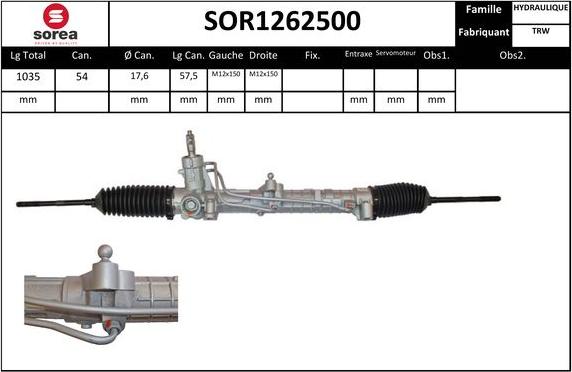 EAI SOR1262500 - Рульовий механізм, рейка autocars.com.ua