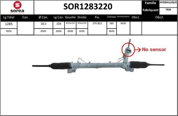 EAI SOR1283220 - Рульовий механізм, рейка autocars.com.ua