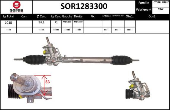 EAI SOR1283300 - Рульовий механізм, рейка autocars.com.ua