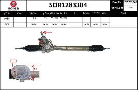 EAI SOR1283304 - Рульовий механізм, рейка autocars.com.ua