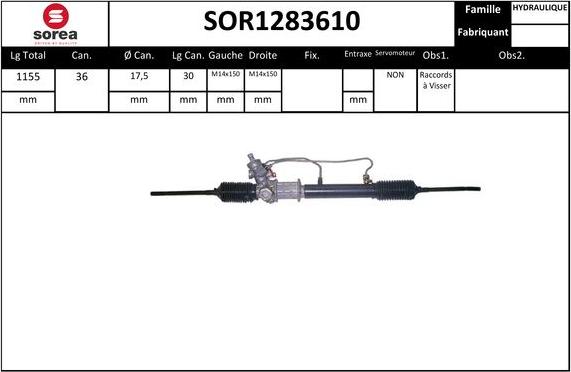 EAI SOR1283610 - Рульовий механізм, рейка autocars.com.ua