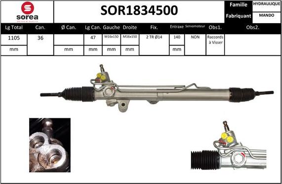 EAI SOR1834500 - Рульовий механізм, рейка autocars.com.ua